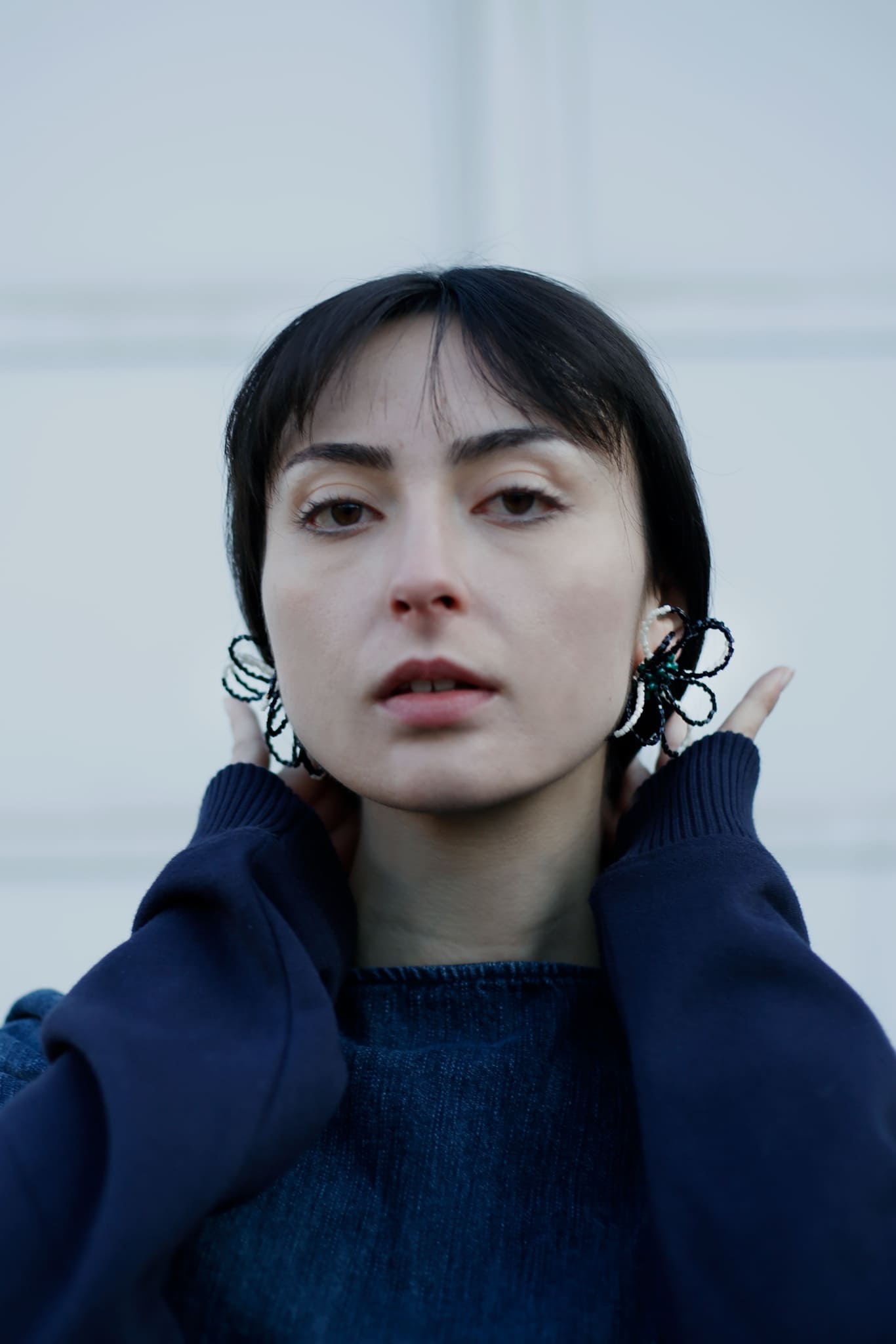 Flower Power Black and White Earrings