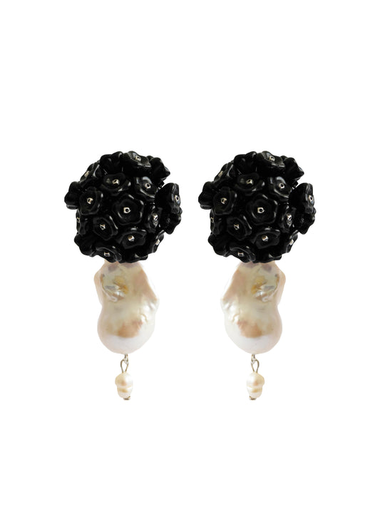 Pendientes Blooming with pearl Black