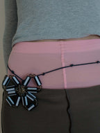Stripe Flower Blur Necklace