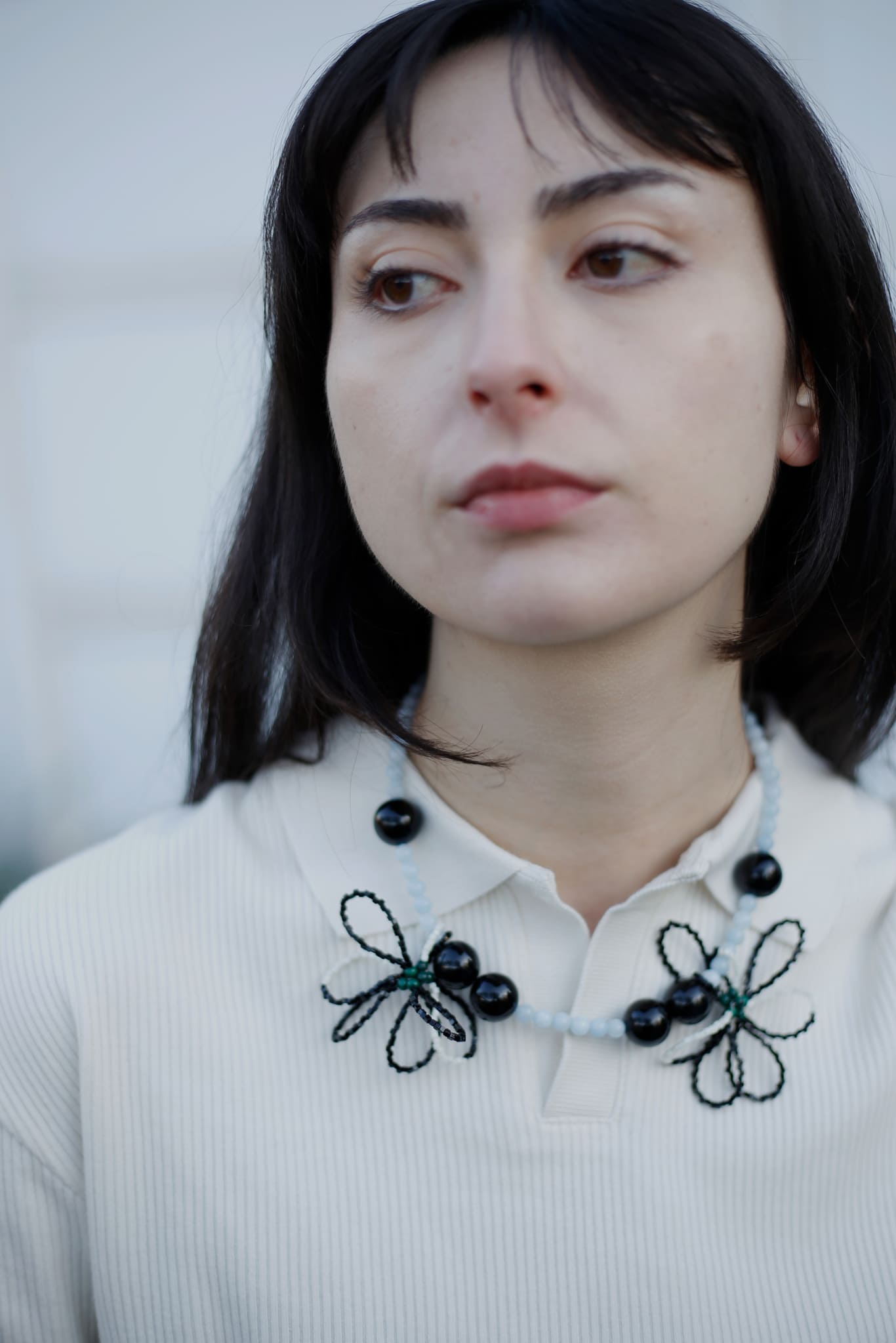 Flower Power Black & White Necklace