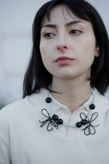 Flower Power Black & White Necklace