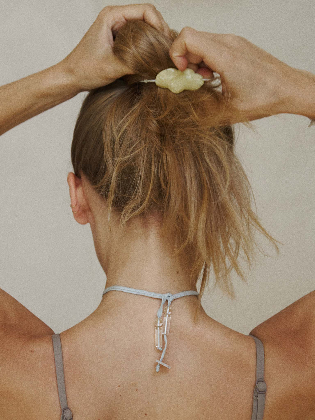 Idle Hair Tie in vintage jade — wearable as bracelet or hair accessory