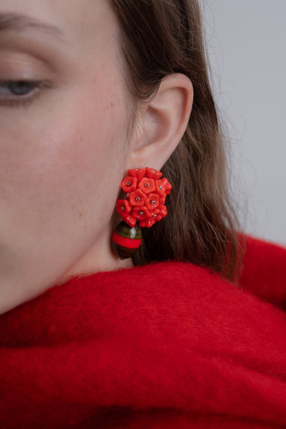 Blooming Vintage Red Earrings