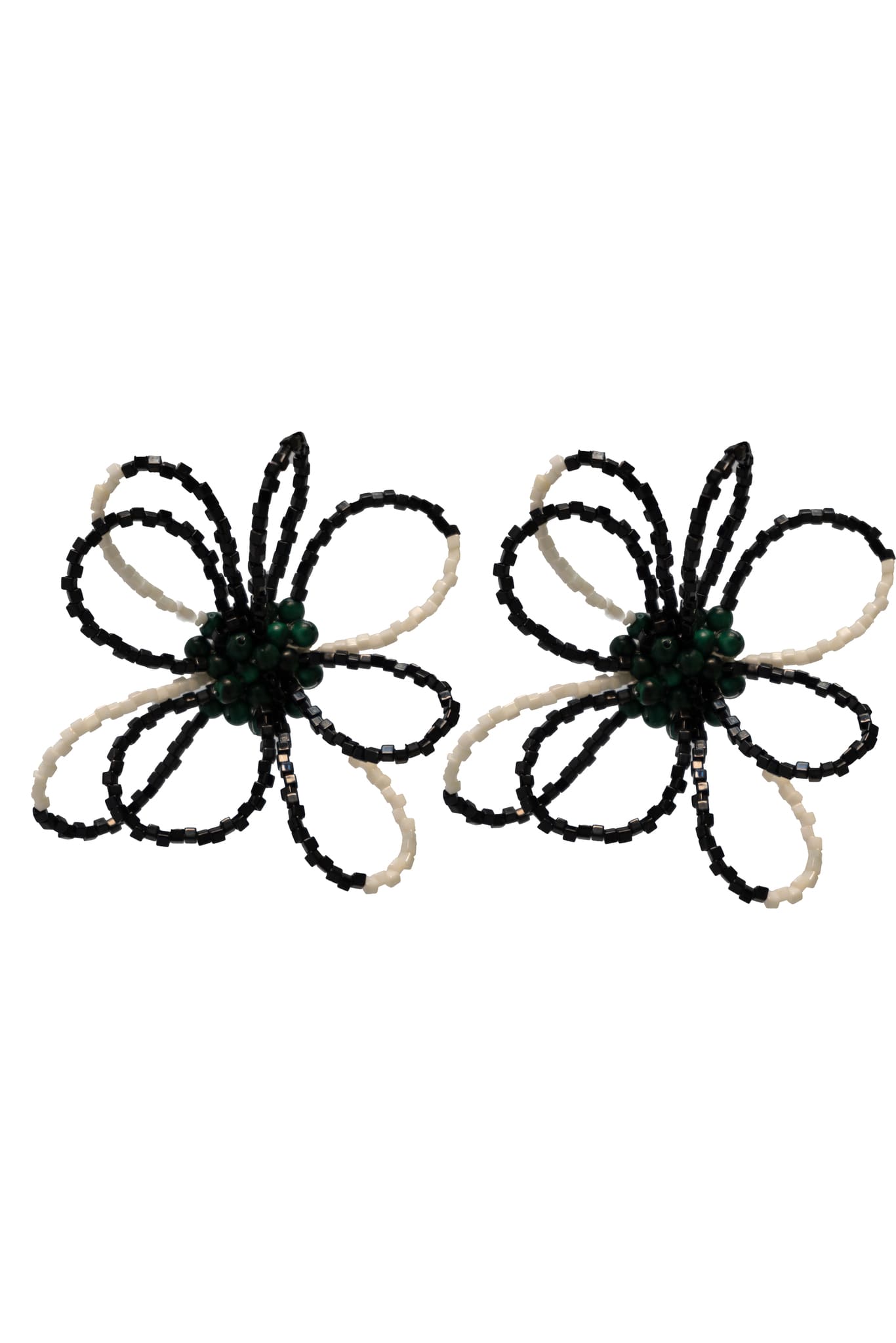 Flower Power Black and White Earrings