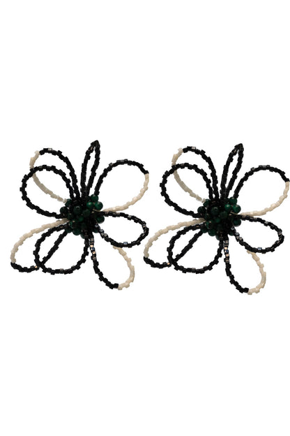 Flower Power Black and White Earrings