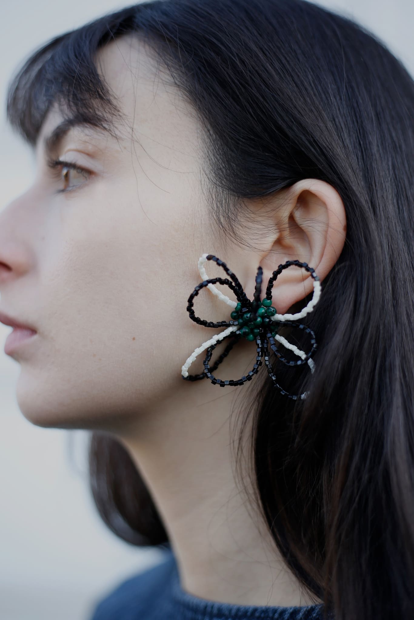 Flower Power Black and White Earrings