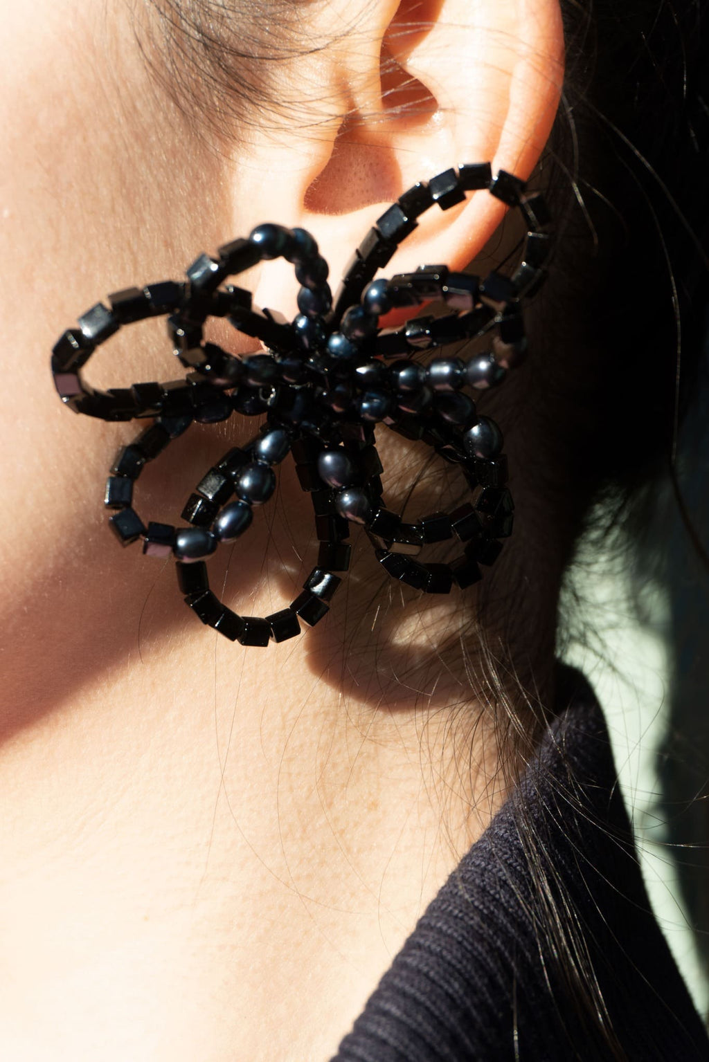 Flower Power Blue Pearl Earrings